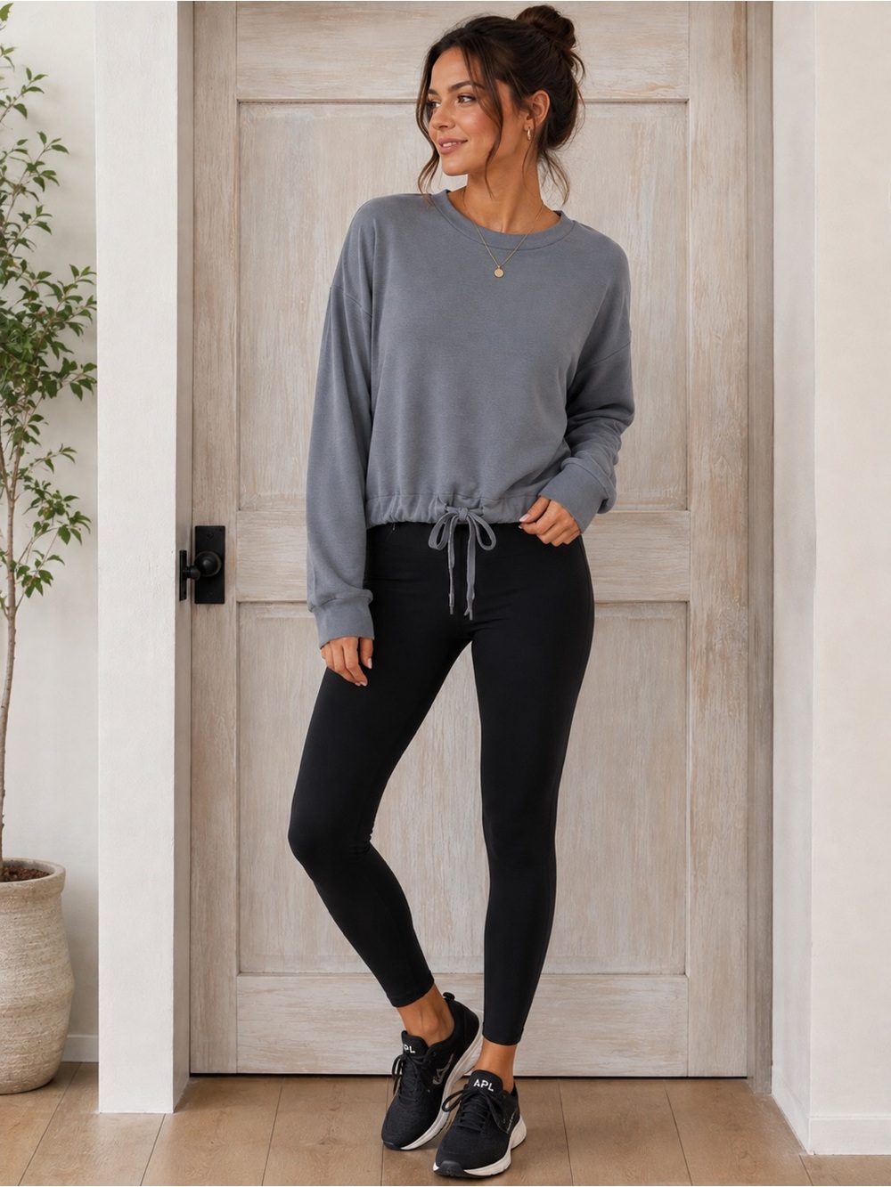 Magaschoni Charcoal Drawstring Hem Sweatshirt